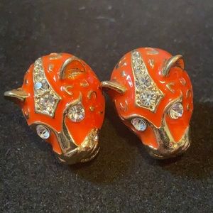 Rhinestone Tiger Earrings